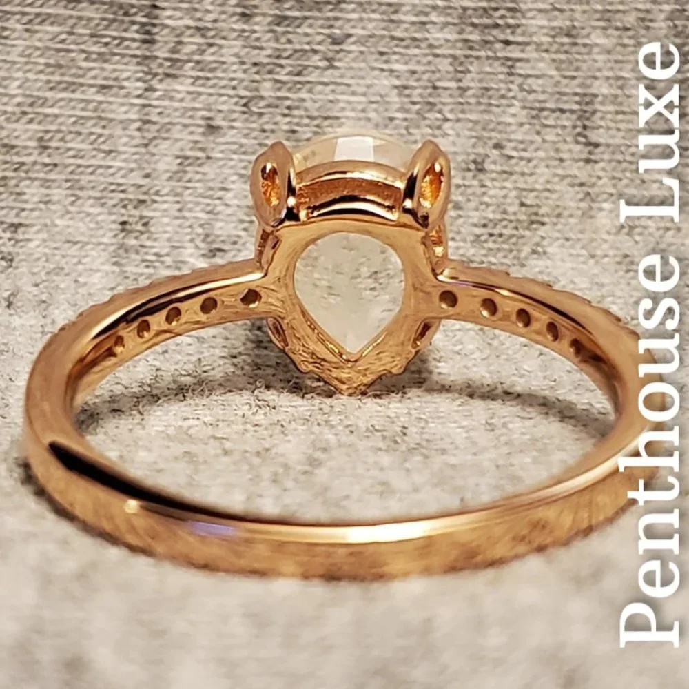 REAL Moonstone White Topaz Ring - Picture 2 of 5